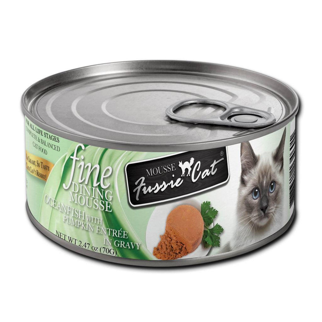 Fussie Cat Fine Dining Mousse Oceanfish with Pumpkin Entrée - 2.47oz Can Cat Food