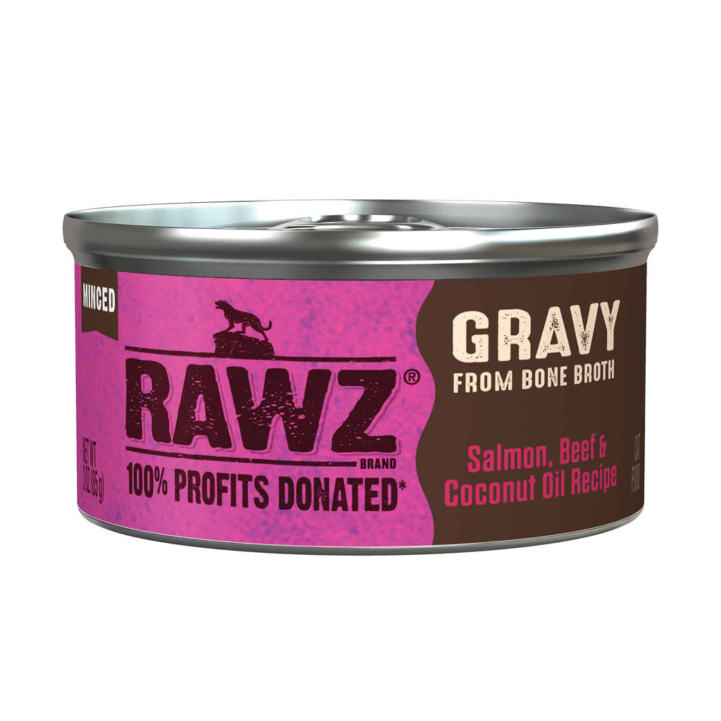 Rawz Cat Food Gravy, Salmon, Beef & Coconut Oil, 3 oz Can