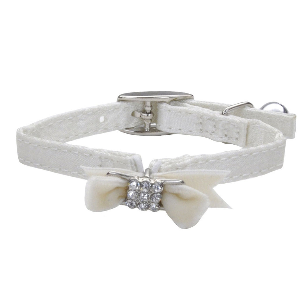 Li'l Pals Safety Kitten Collar with Bow, White Silk (Coastal Pet Products)
