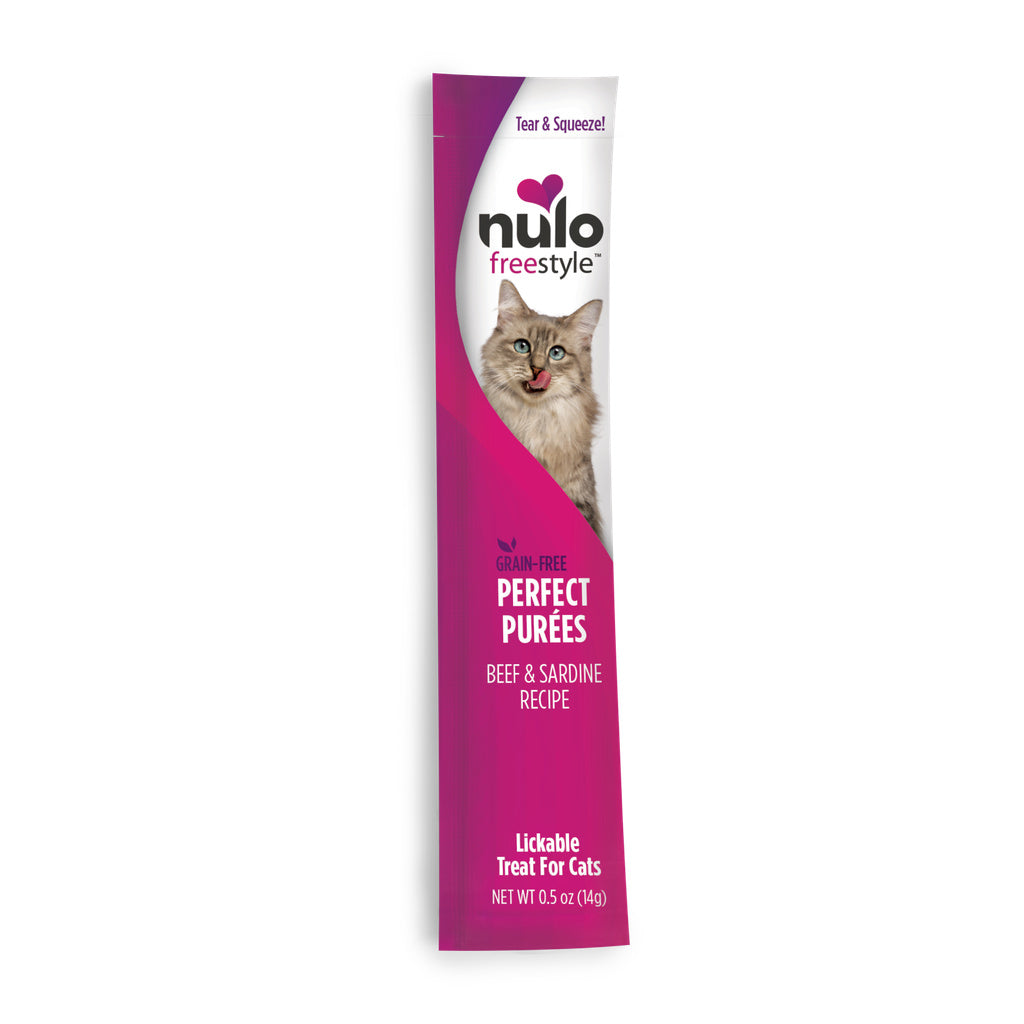 Nulo Freestyle Perfect Purees Cat Treat - Beef & Sardine, Grain-Free, 0.5 oz Lickable Topper