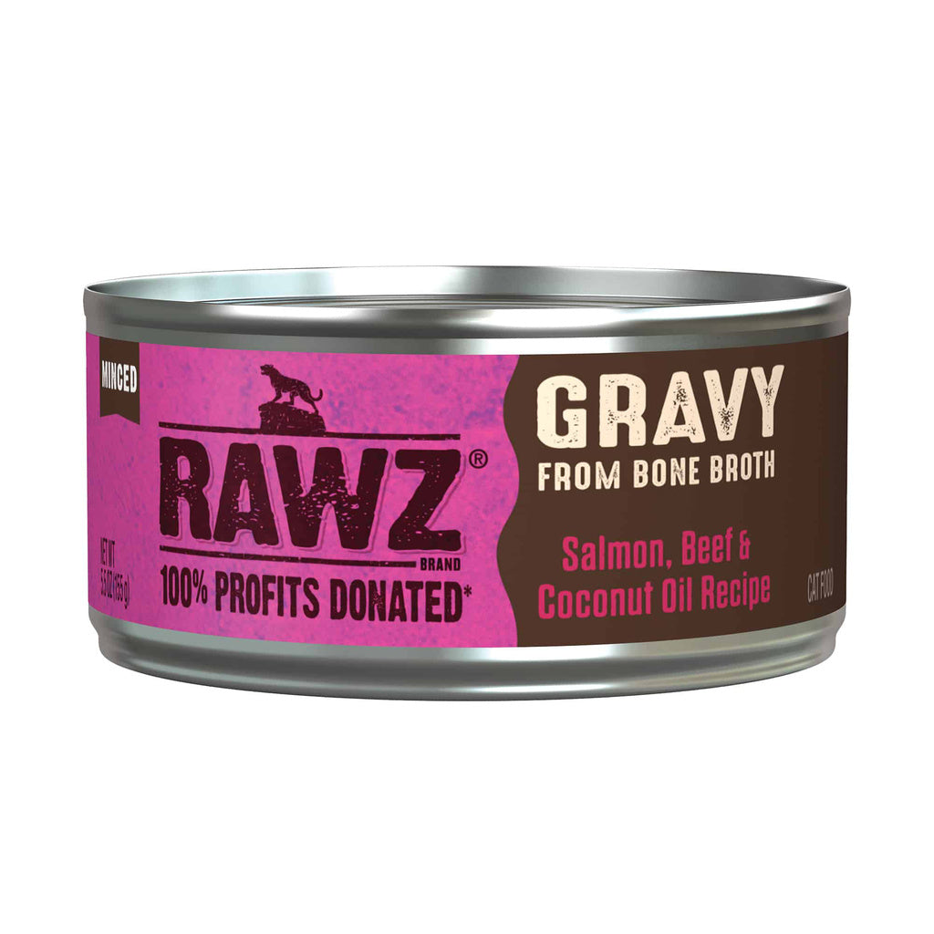Rawz Cat Food Salmon, Beef & Coconut Oil Gravy Canned, 5.5 oz