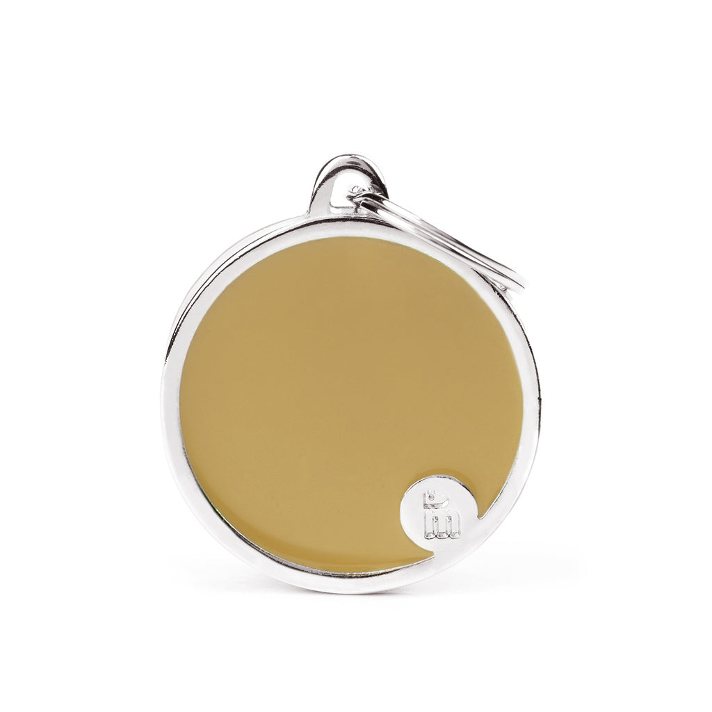 MyFamily Basic Handmade Large Circle Pet ID Tag - Cappuccino/Brown