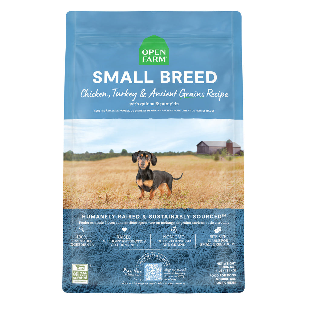 Open Farm Small Breed Dog Food, Ancient Grains Recipe, Chicken & Turkey, 4lb Bag