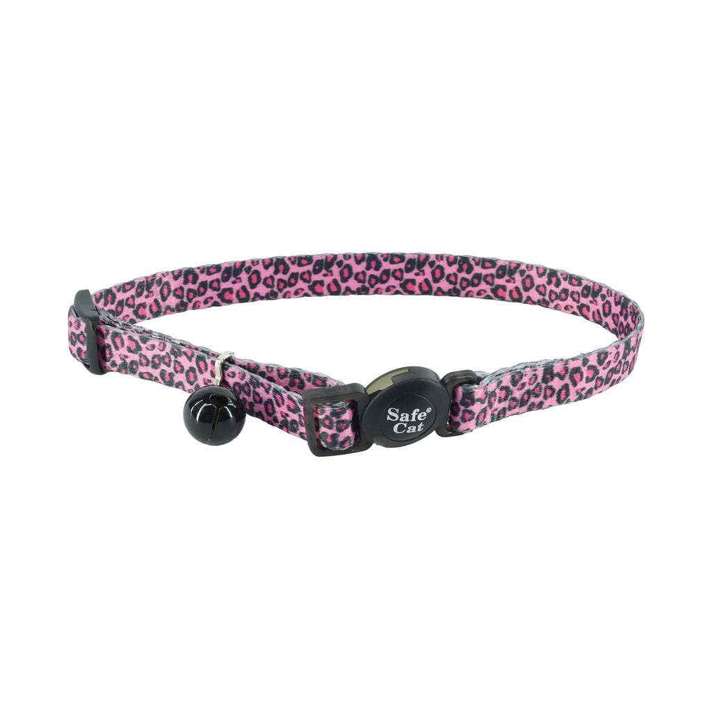 Coastal Pet Safe Cat Fashion Adjustable Breakaway Collar - Pink Cheetah - 3/8 in x 8-12 in
