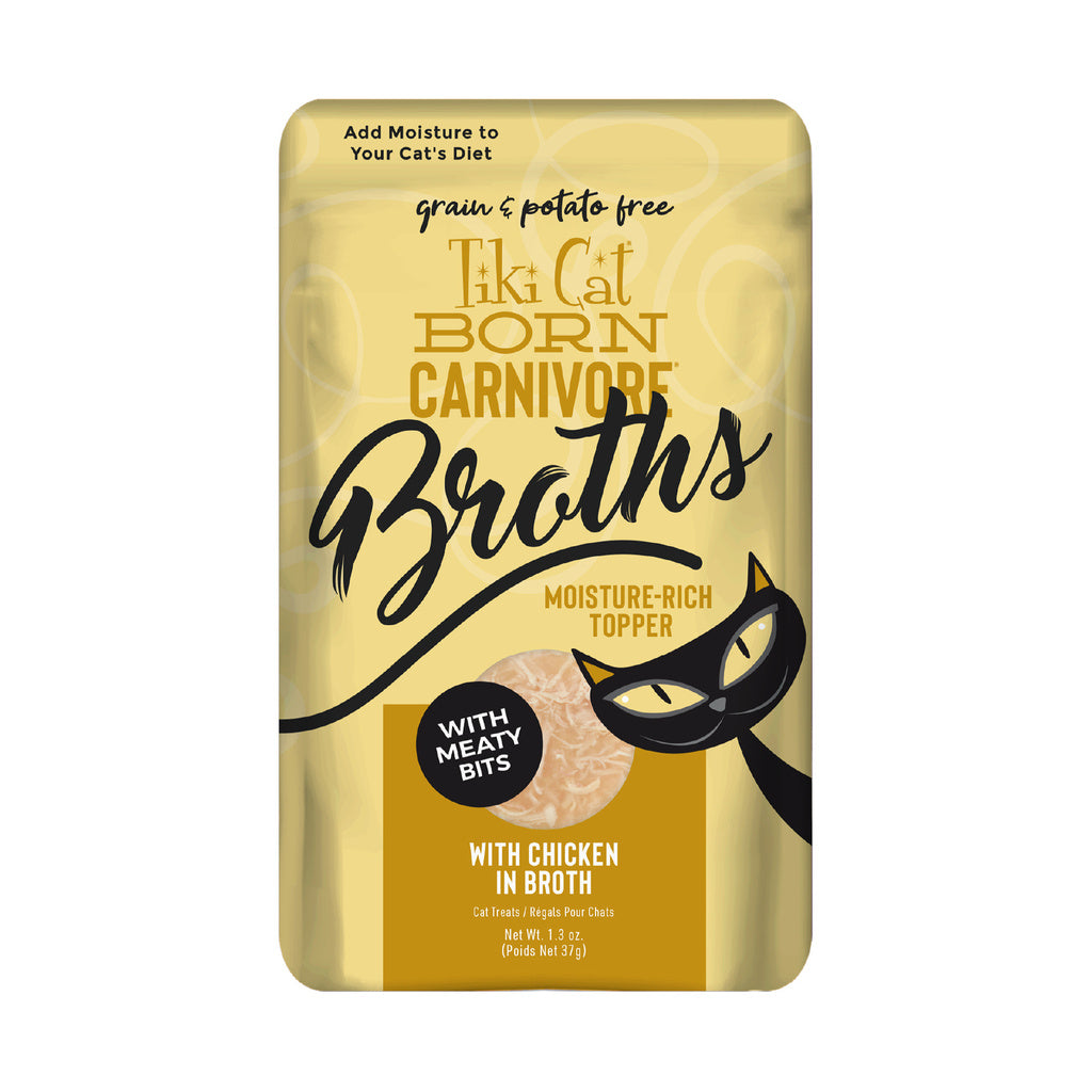 Tiki Cat Broths Chicken Cat Food Topper, 1.3 oz Pouch - Hydrating & Delicious Wet Food Treat