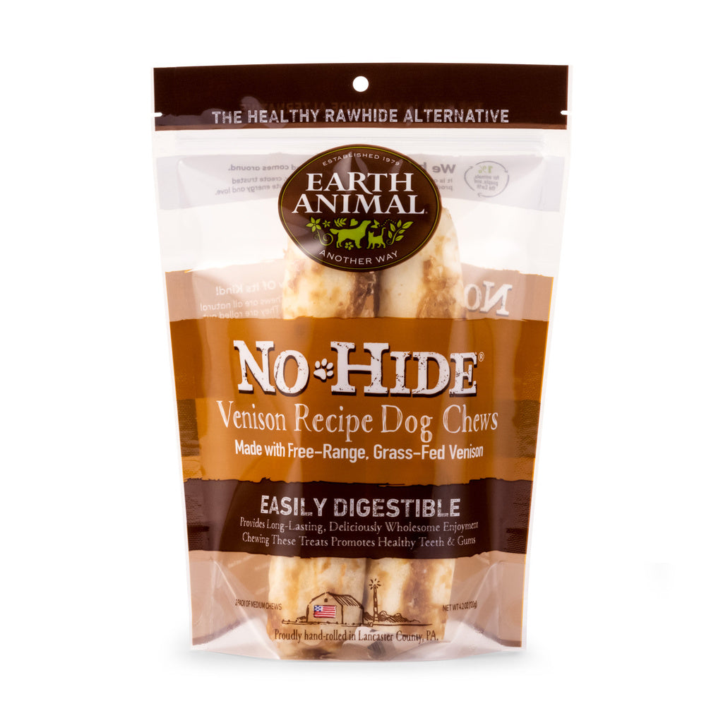 Earth Animal No Hide Dog Chew - Medium, Venison Flavor, 7 inch, 2-Pack - Rawhide Free Dog Treat