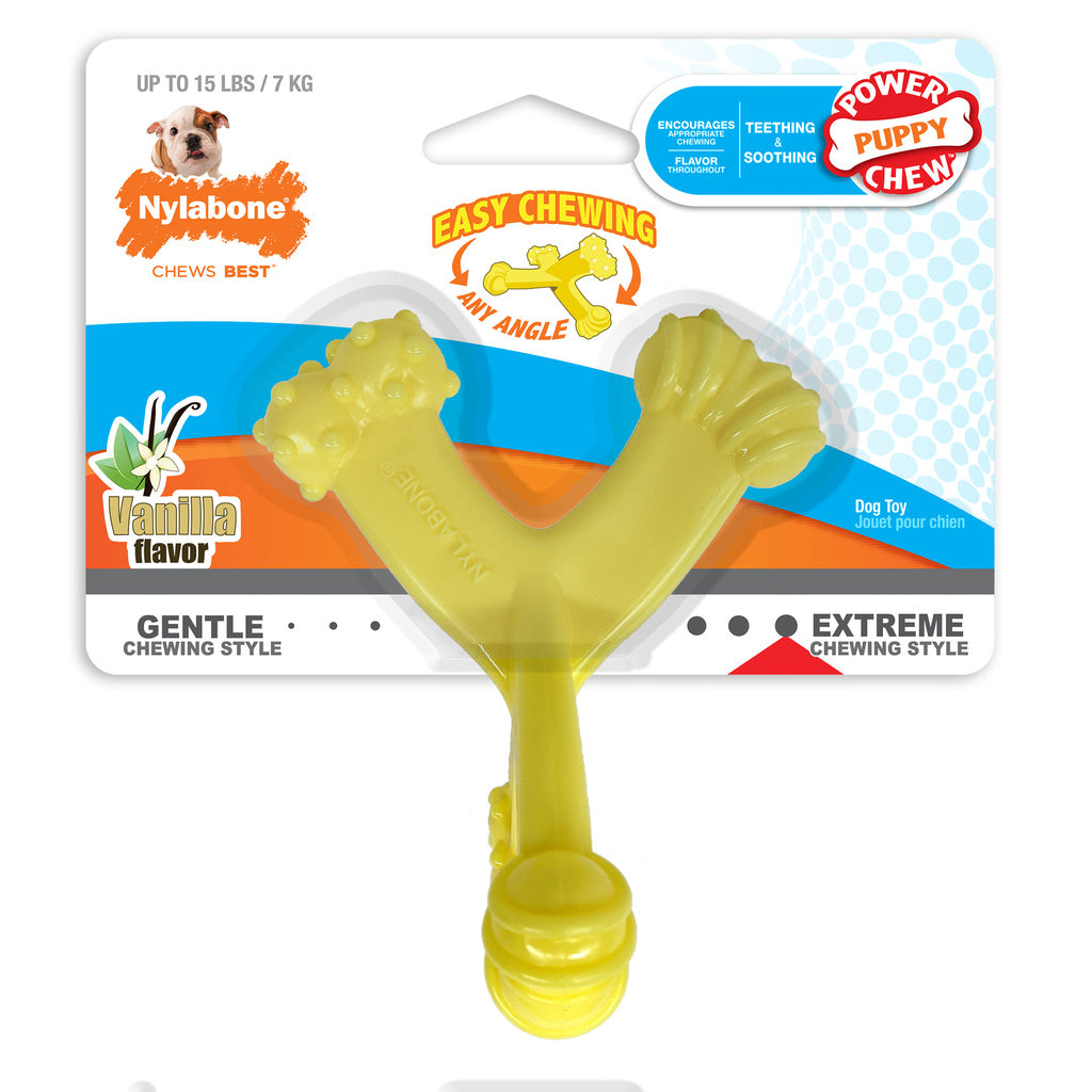 Nylabone Puppy Power Chew Axis Bone - Nylon Teething Toy - Vanilla Flavor - Up to 25 lbs