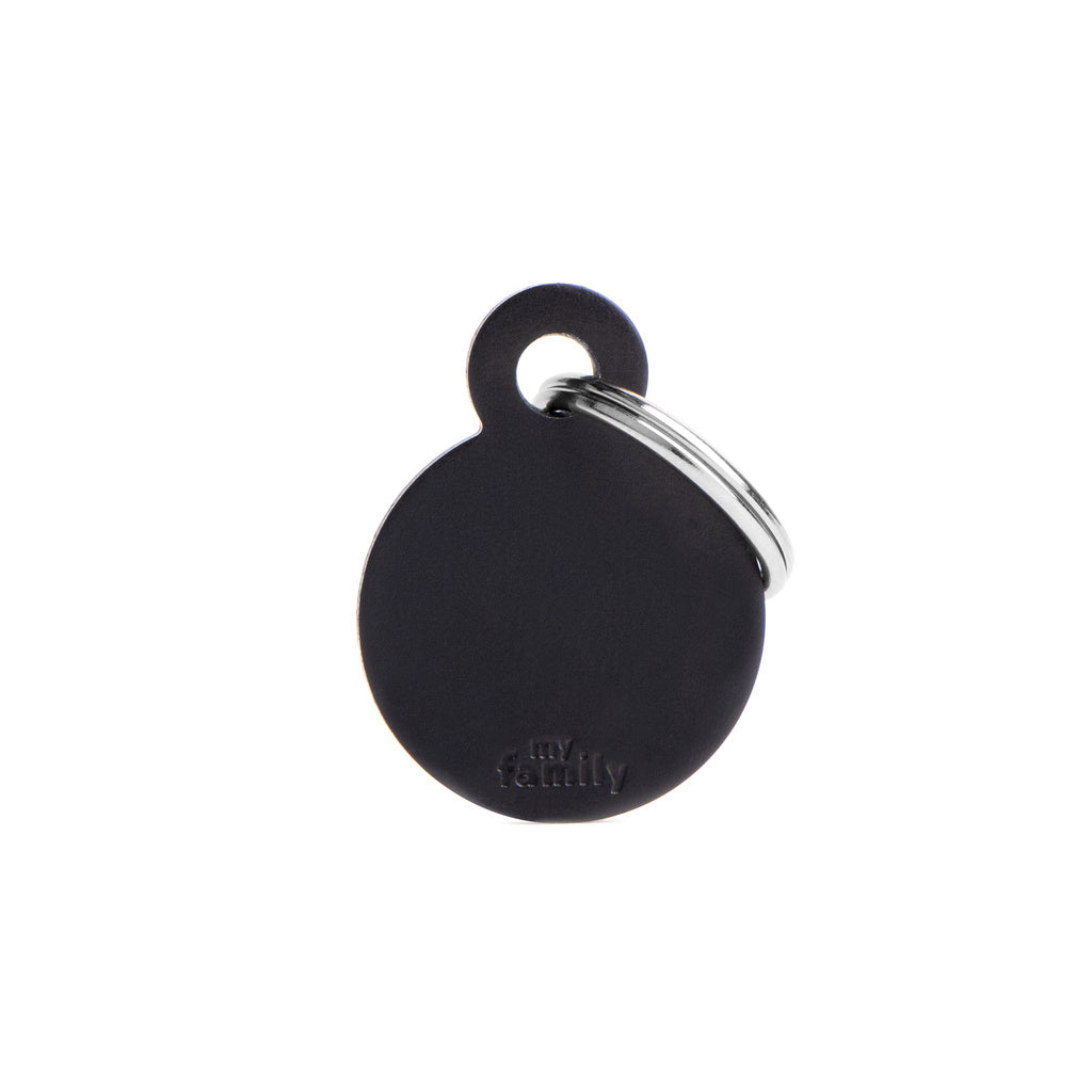 MyFamily Basic Small Black Aluminum Circle Pet ID Tag
