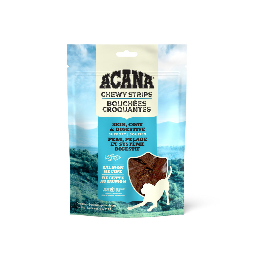 Acana Chewy Strips Salmon Dog Treats - Skin, Coat & Digestive Support - 4oz