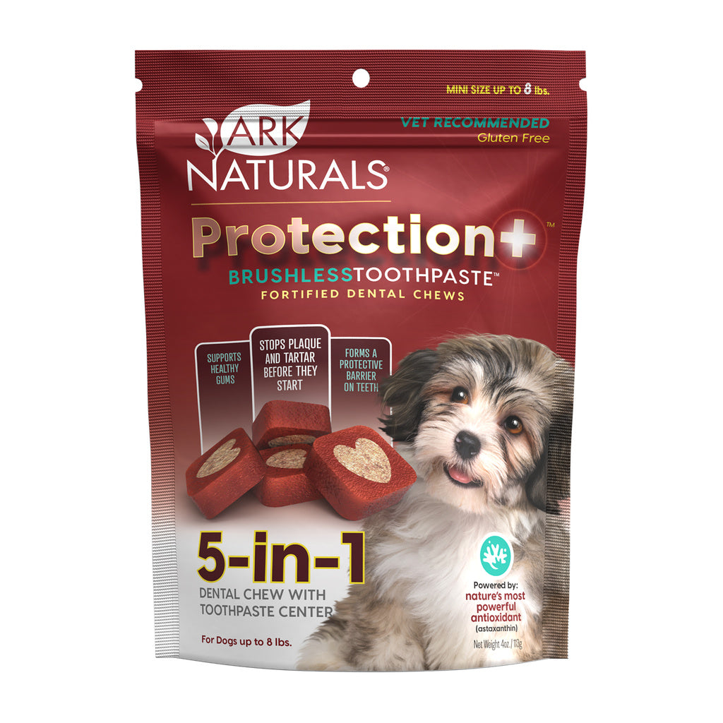 Ark Naturals Protection Plus Brushless Toothpaste Mini for Dogs, 3.8-4 oz, Dental Chews for Small Breeds, Plaque & Tartar Control
