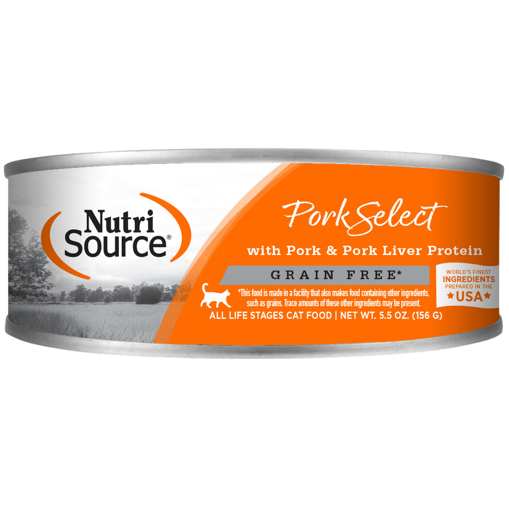 NutriSource Grain Free Pork & Pork Liver Select Wet Canned Cat Food, 5.5 oz