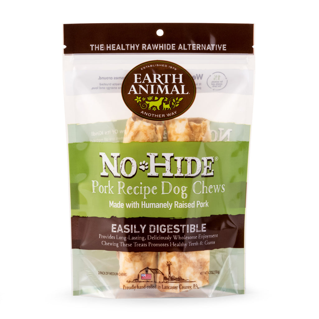 Earth Animal No Hide Pork Dog Chew 7 inch, 2 Pack - Rawhide Free Dog Treat