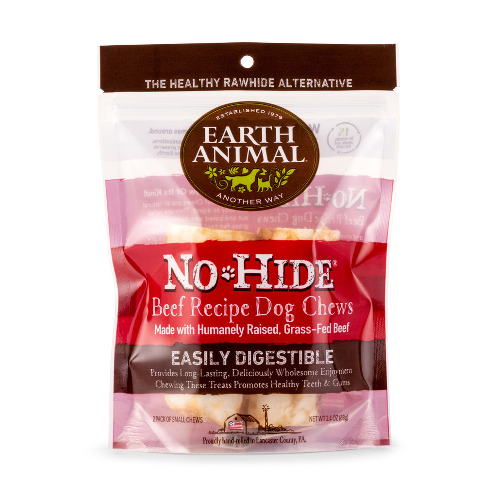 Earth Animal No Hide Beef Chew 4" Small Dog Treat, 2-Pack