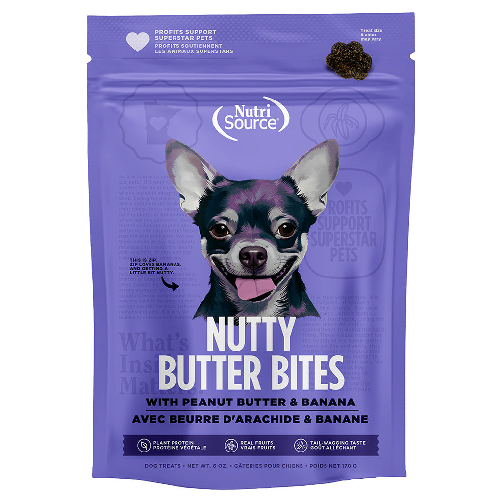 NutriSource Nutty Butter Bites Dog Treats - Peanut Butter & Banana Flavor, 6 oz