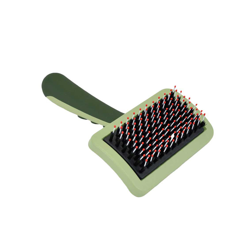 Safari Complete Dog Brush for Long-Haired Breeds - Medium, 2-in-1 Slicker & Bristle Brush
