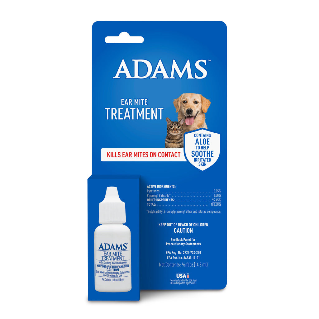 Adams Ear Mite Treatment for Dogs & Cats - 0.5 fl oz - Kills Mites & Soothes Irritation