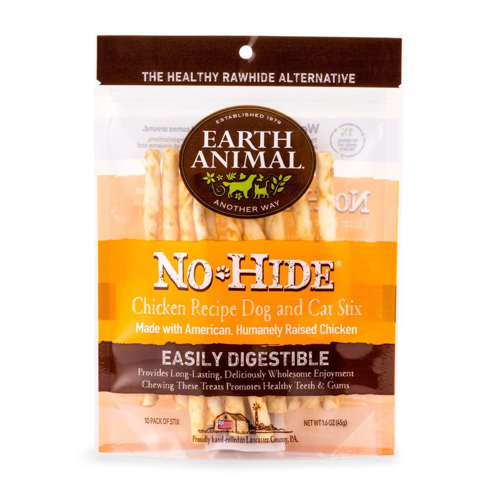 Earth Animal No Hide Chicken Stix - Dog Chews, Rawhide Alternative, 10 Pack
