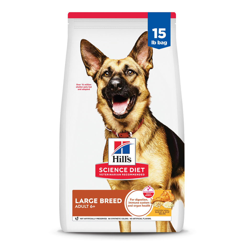 Hill's Science Diet Adult 6+ Large Breed Chicken Meal, Rice & Barley Recipe Dry Dog Food, 15 lb Bag