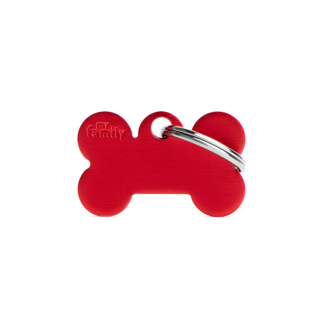 MyFamily Basic Small Aluminum Red Bone Pet ID Tag