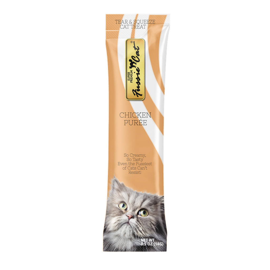 Fussie Cat Chicken Puree Cat Treats - 4 Pack (0.5 oz Pouches)