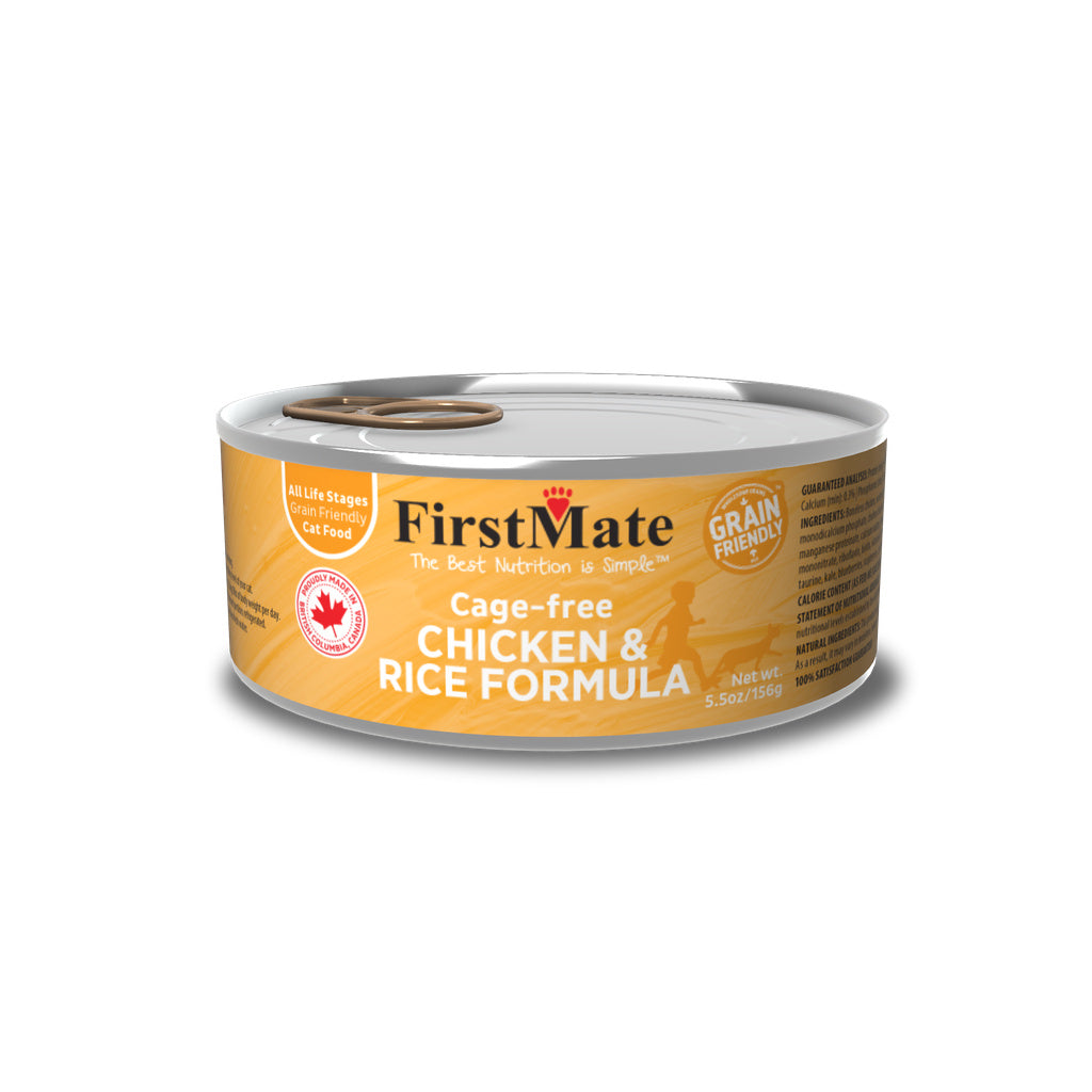 FirstMate Cat Food - Cage-Free Chicken & Rice - 5.5 oz Can - Grain Friendly