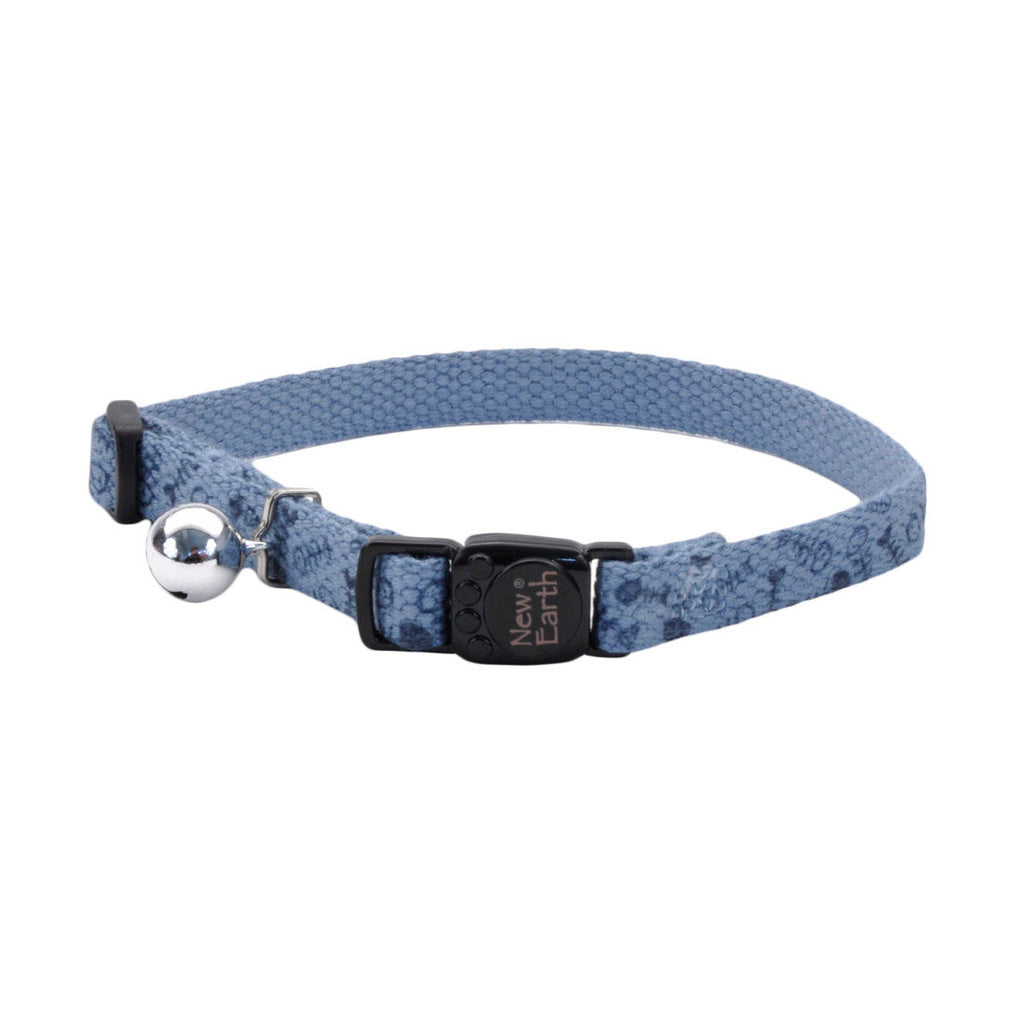New Earth Soy Breakaway Cat Collar - Slate & Fish - 8-12" Adjustable, Eco-Friendly