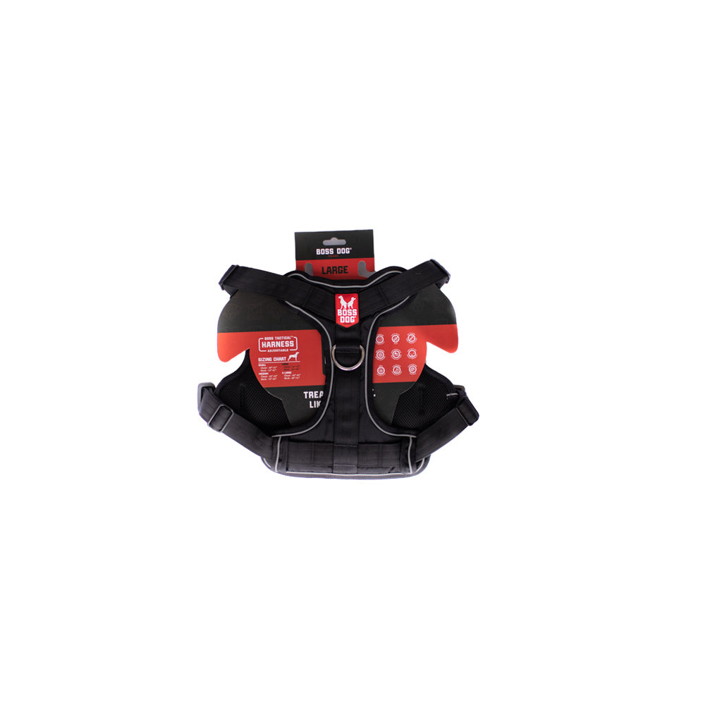 Boss Dog Tactical Dog Harness - Black, Large - Adjustable Heavy Duty Design