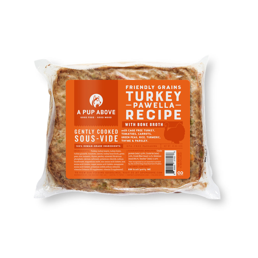 A Pup Above Turkey Pawella Gently Cooked Dog Food - 1 lb Patty - Frozen, Human Grade Turkey Recipe