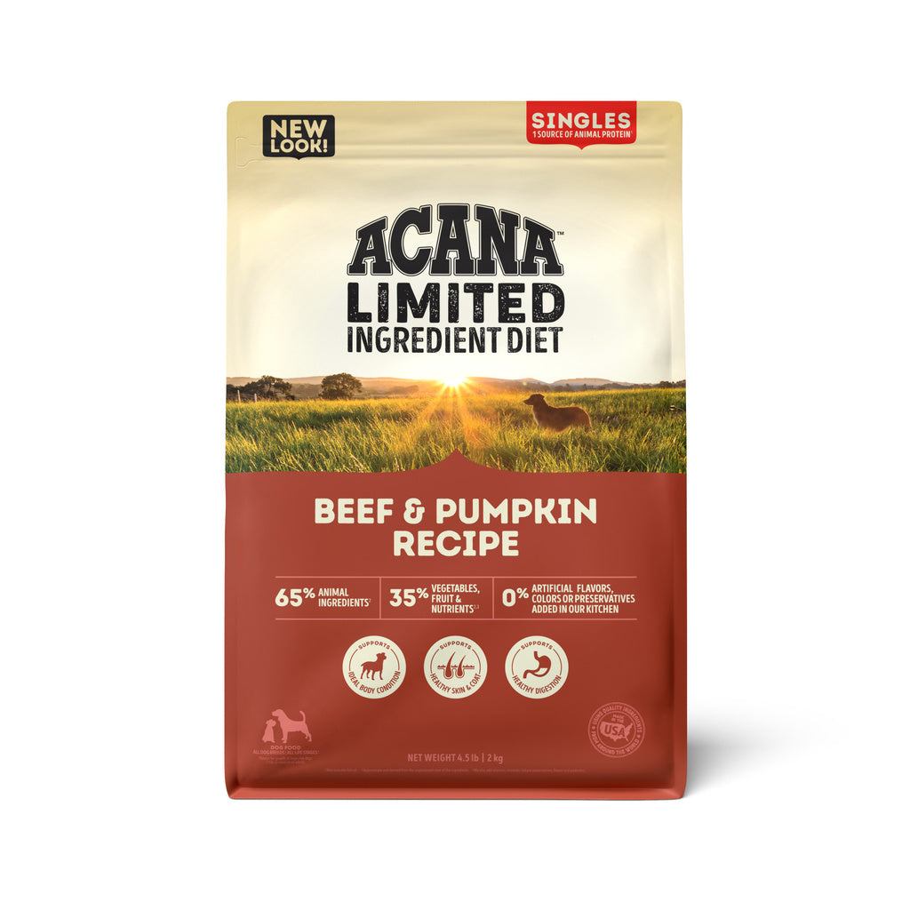 Acana Singles Beef & Pumpkin Recipe, Grain-Free Limited Ingredient Dry Dog Food, 4.5 lb Bag
