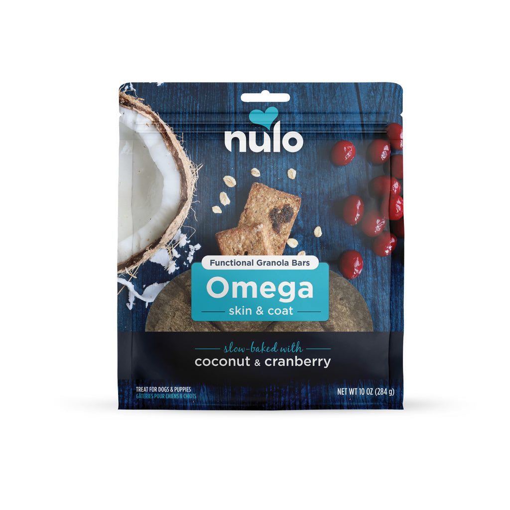 Nulo Functional Granola Omega Dog Treats, Coconut & Cranberry, Skin & Coat, 10 oz Bag