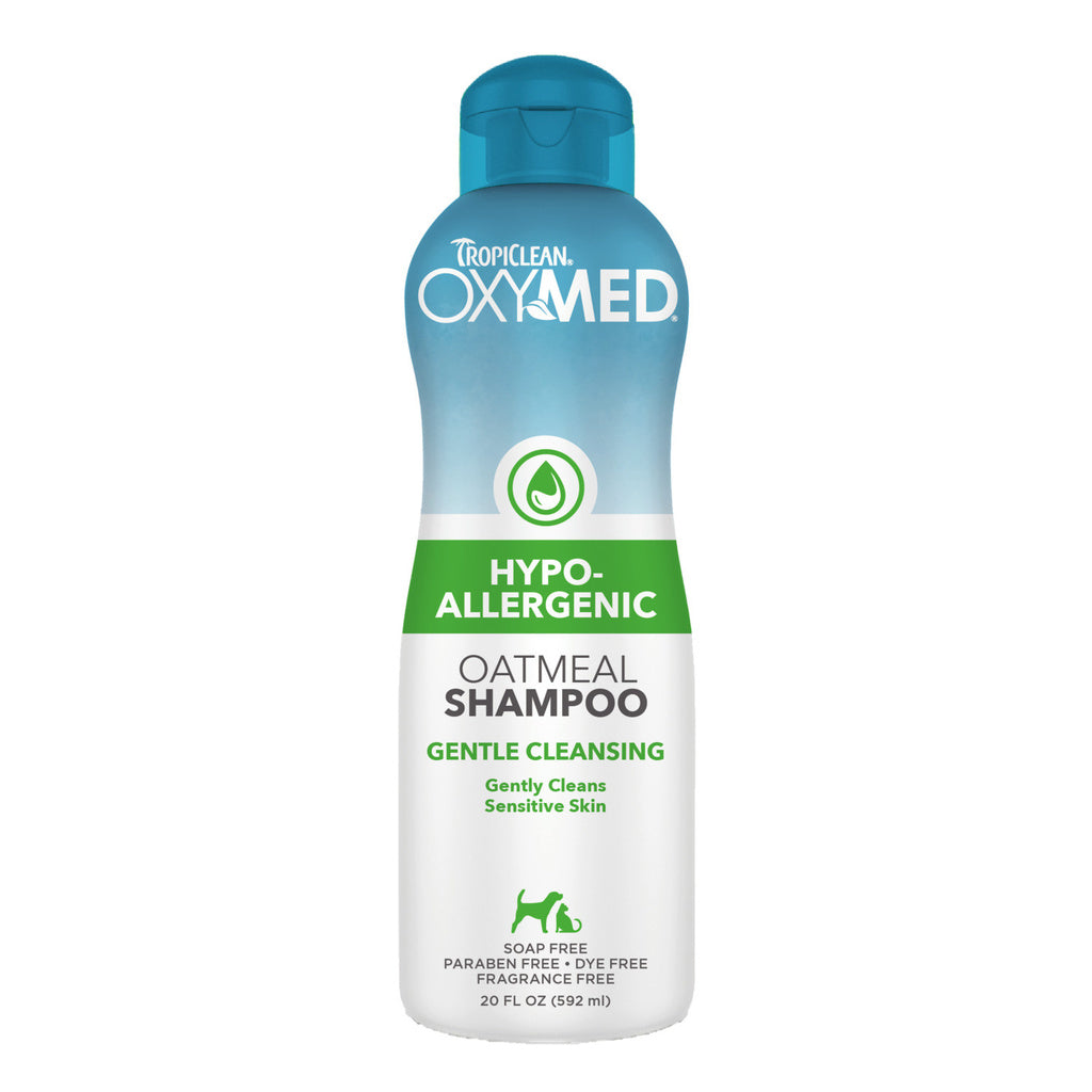TropiClean OxyMed Hypoallergenic Dog & Cat Shampoo, Sensitive Skin, Tearless, Oatmeal, 20 oz