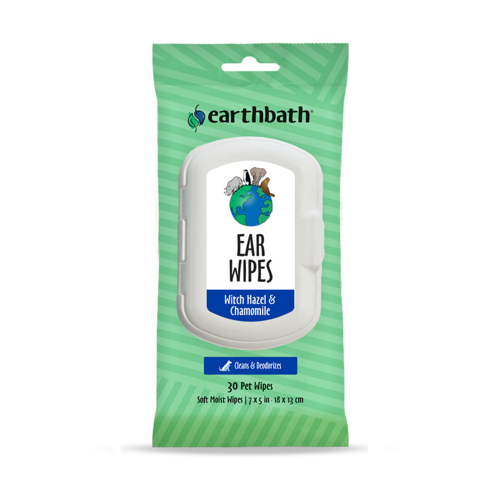 Earthbath Ear Wipes - Witch Hazel & Chamomile - 30 Count - Dog & Cat Ear Cleaning Wipes