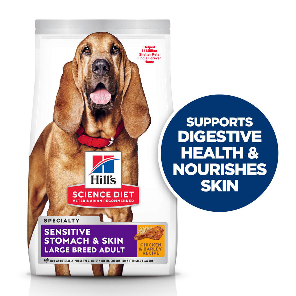 Hill's Science Diet Sensitive Stomach & Skin, Large Breed, Adult, Chicken Recipe, Dry Dog Food, 30 lb Bag