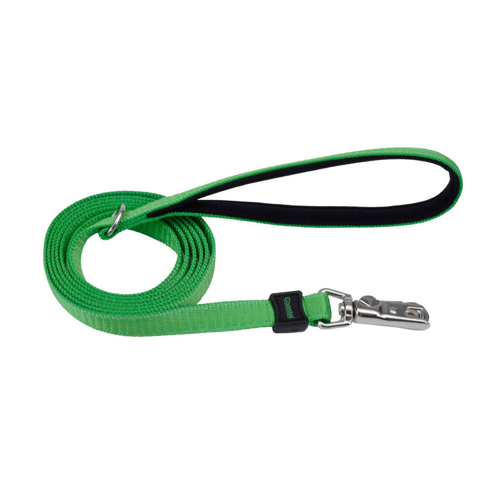 Coastal Inspire Dog Leash - Green, 1 in x 6 ft, Neoprene Comfort Grip