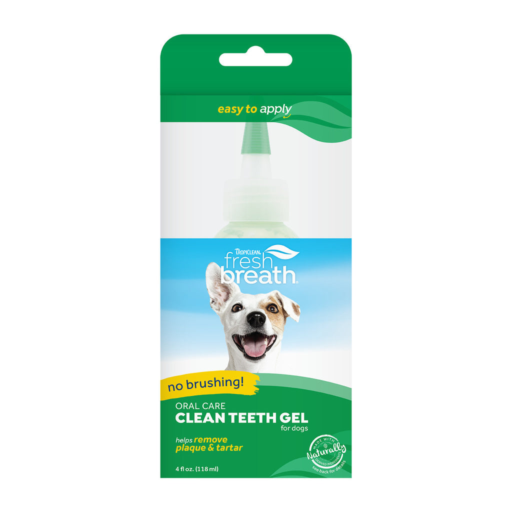 TropiClean Fresh Breath Clean Teeth Gel for Dogs & Cats, 4 oz - No Brush Oral Care