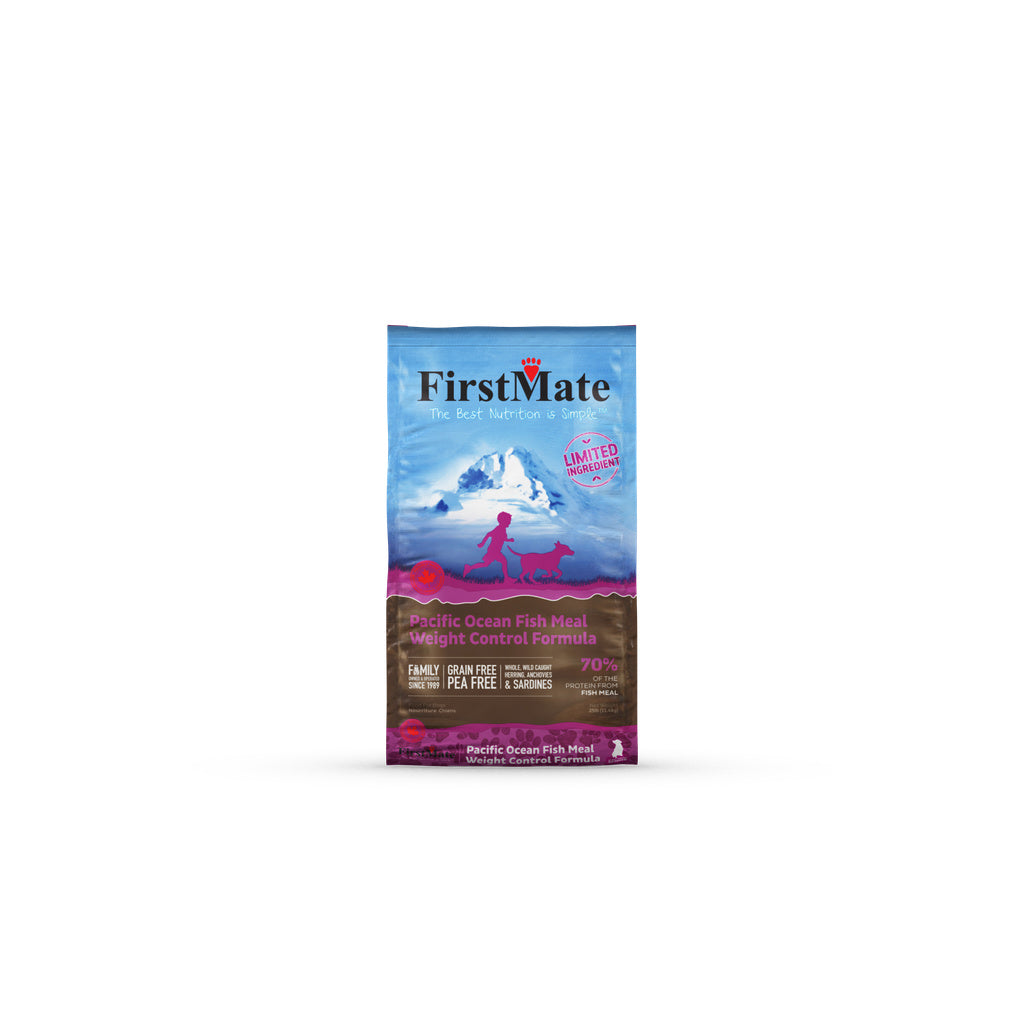 FirstMate Pacific Ocean Fish Senior Weight Control Dog Food, 25 lb, Grain-Free LID