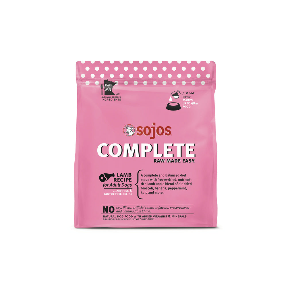 Sojos Complete Lamb Recipe Adult Grain-Free Freeze-Dried Raw Dog Food 7 lb