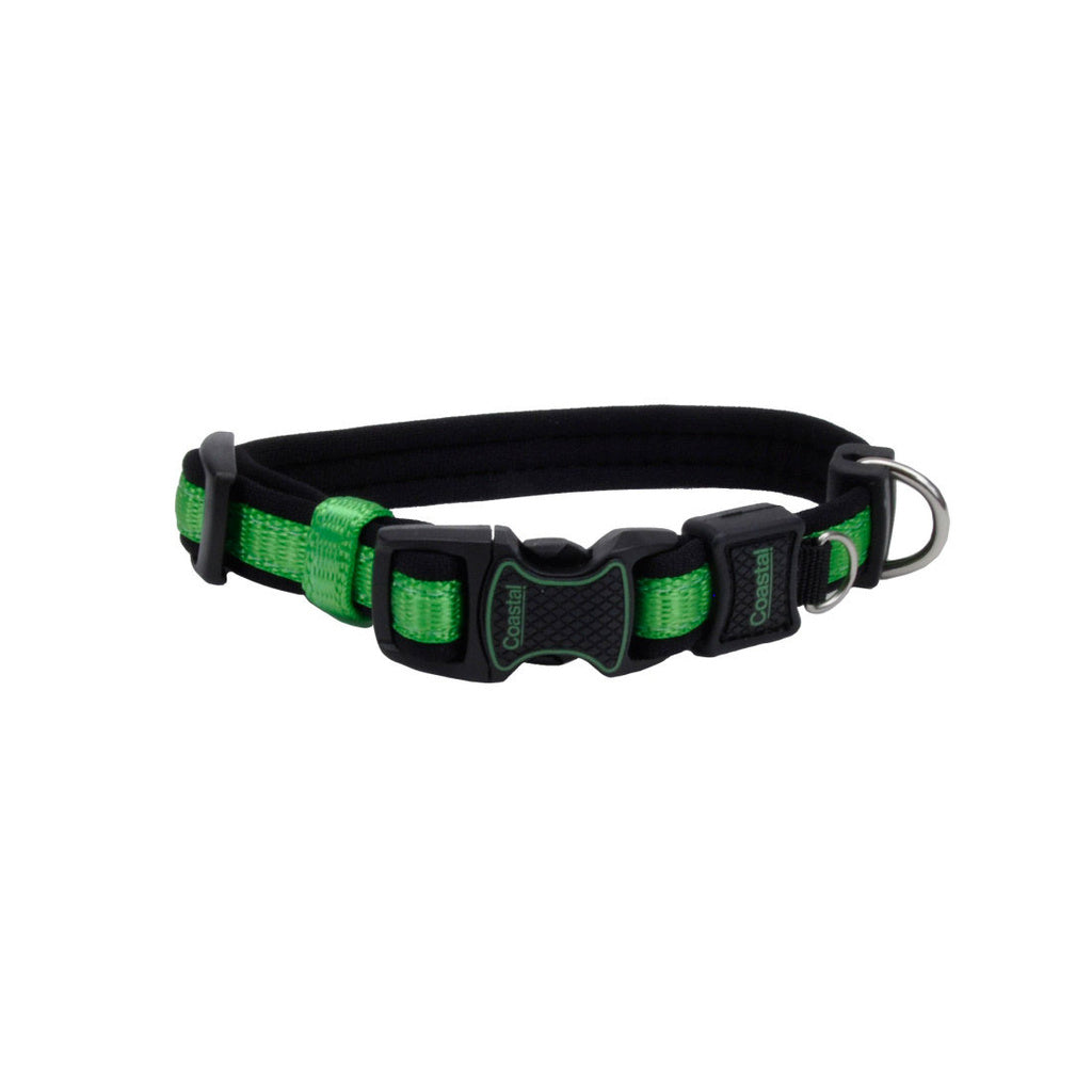 Inspire Green Dog Collar - Adjustable Neoprene, 5/8 x 8-12 in, XSmall
