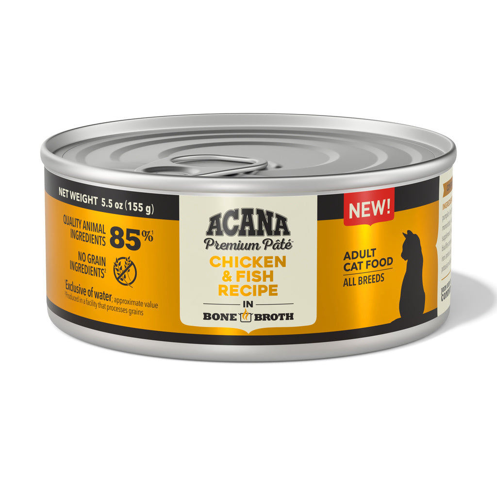 ACANA Pate Wet Cat Food, Chicken and Fish in Bone Broth, 5.5 oz Can