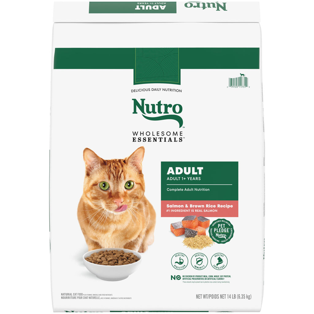 Nutro Wholesome Essentials Adult Dry Cat Food, Salmon & Brown Rice Recipe, 14 lb Bag