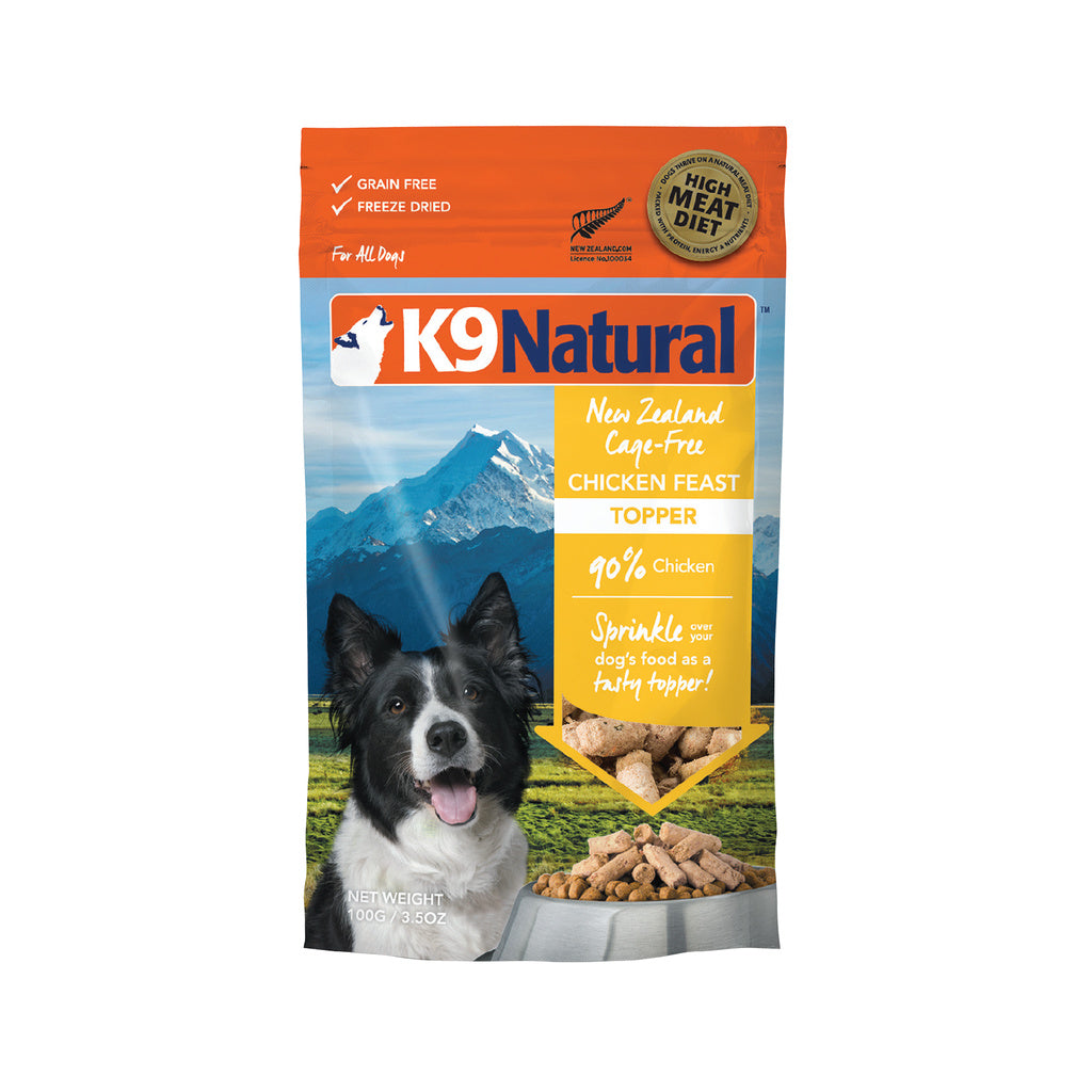 K9 Natural Chicken Feast Freeze-Dried Dog Food Topper, 3.5 oz Grain-Free Raw Chicken