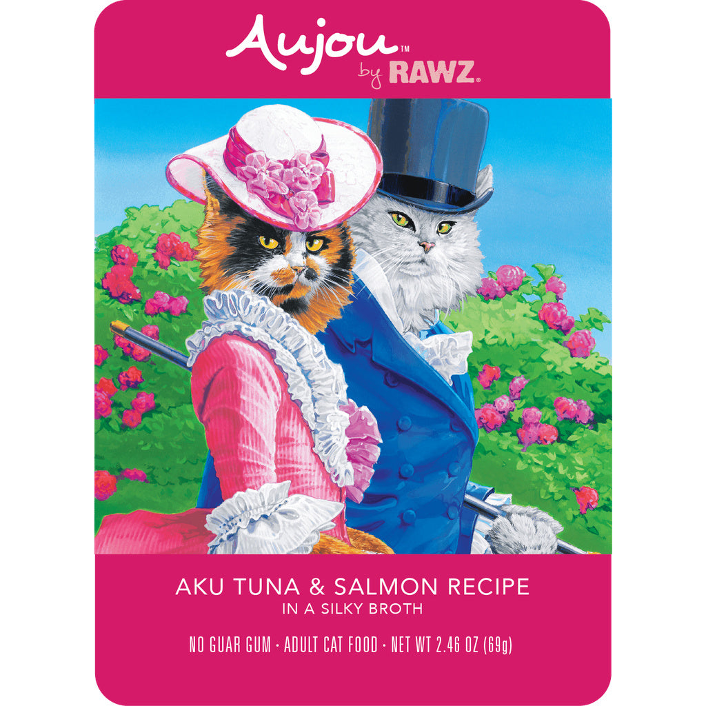 Rawz Aujou Aku Tuna & Salmon Wet Cat Food Pouches, 2.46 oz