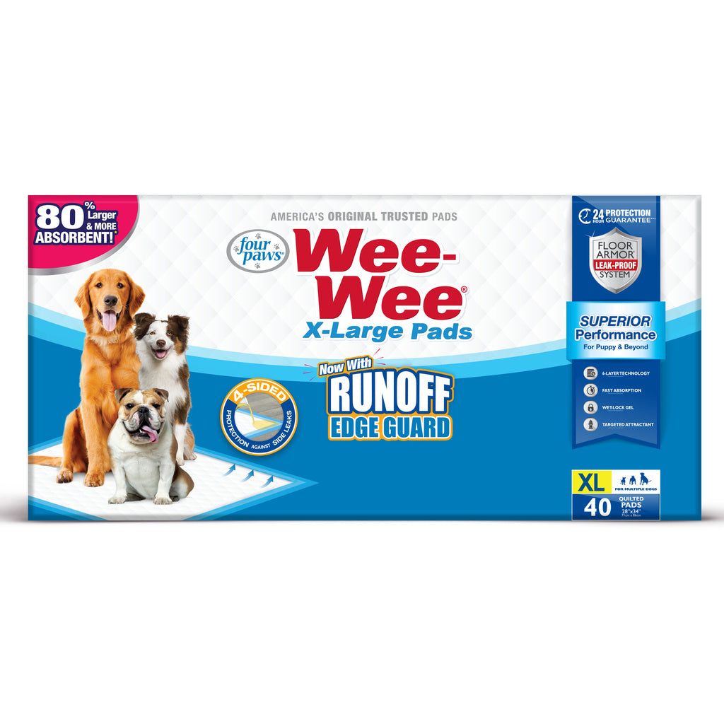 Four Paws Wee-Wee Pads Extra Large 28" x 34", 40 Count - Superior Potty Training for Dogs & Puppies