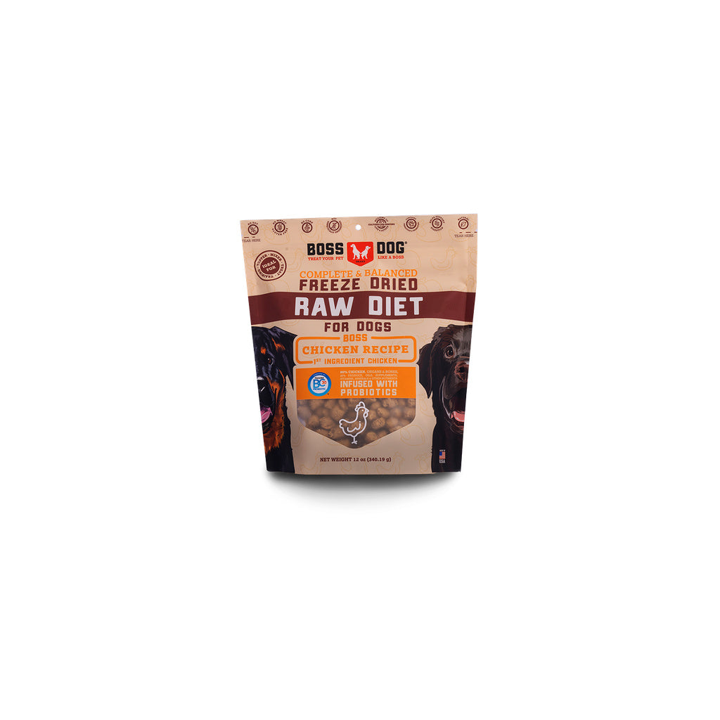 Boss Dog Freeze Dried Raw Chicken Recipe Dog Food - Complete & Balanced, 12 oz Bag