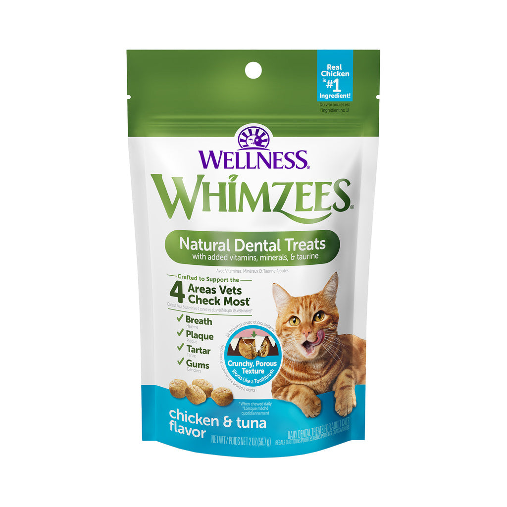 Whimzees Cat Dental Treats - Chicken & Tuna Flavor - 2oz Bag - Natural Dental Care for Cats