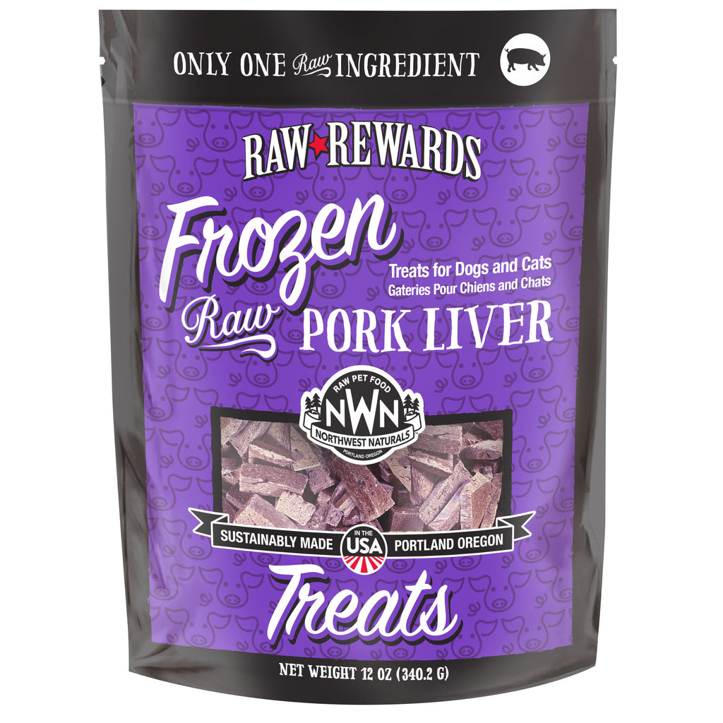 Northwest Naturals Frozen Pork Liver Dog & Cat Treats - 12 oz Raw Rewards