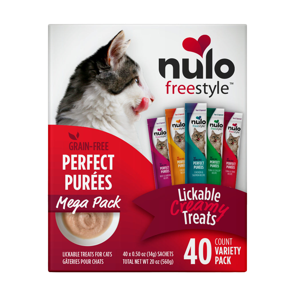 Nulo Freestyle Perfect Purees Grain-Free Wet Cat Treats, Variety Pack, 40 Count
