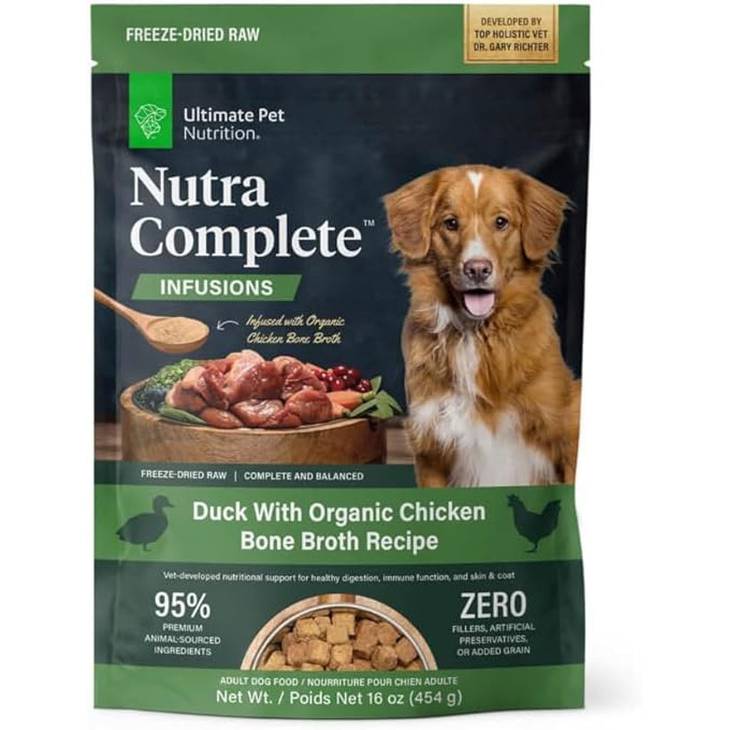 ULTIMATE PET NUTRITION Nutra Complete Duck, Bone Broth Infusions, Freeze-Dried Raw Dog Food, 16oz