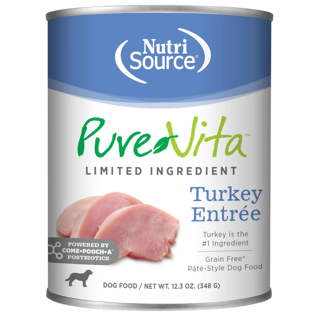 Pure Vita Grain-Free Turkey Entree Wet Dog Food, 12.3 oz Can