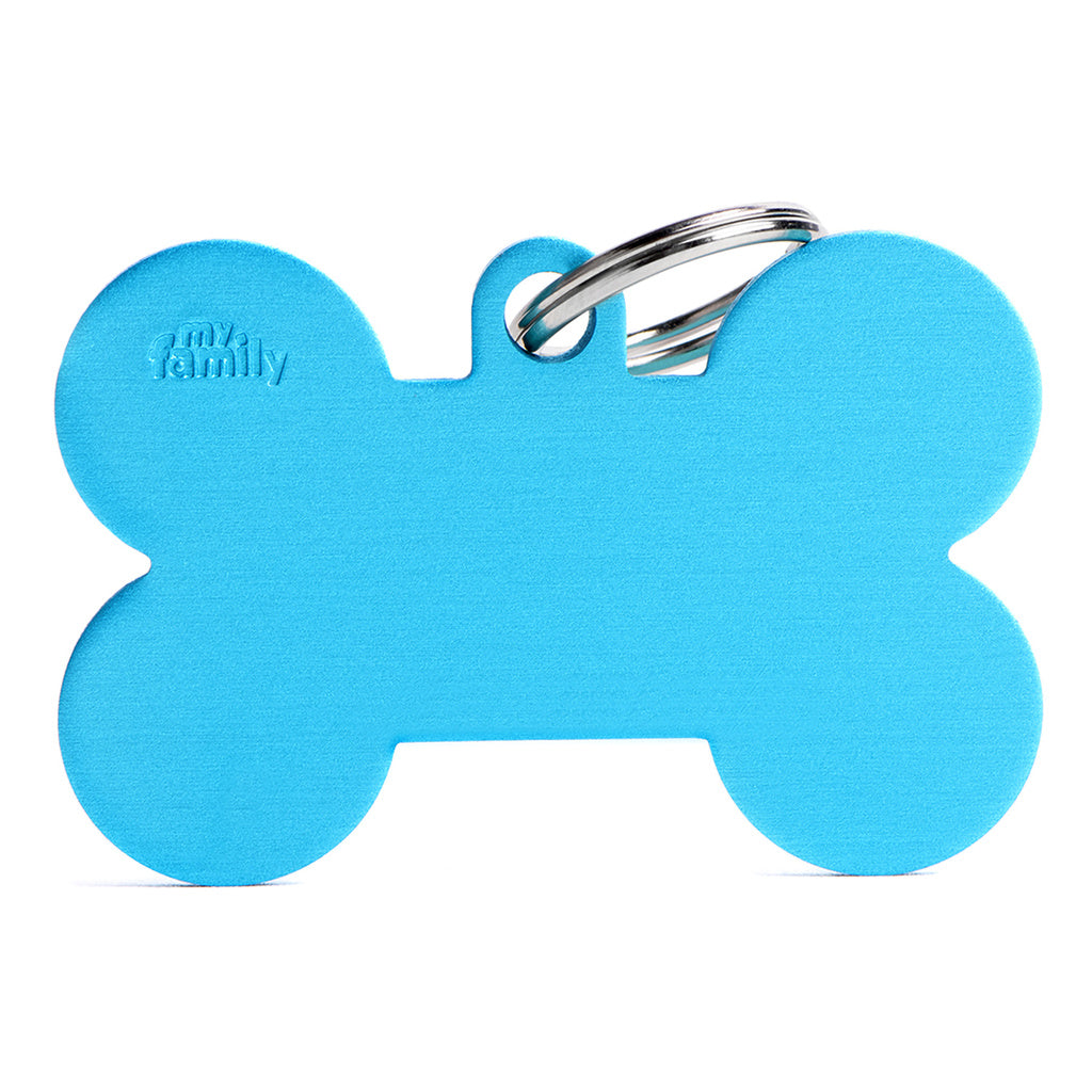 My Family Basic XL Aluminum Bone Pet ID Tag, Light Blue